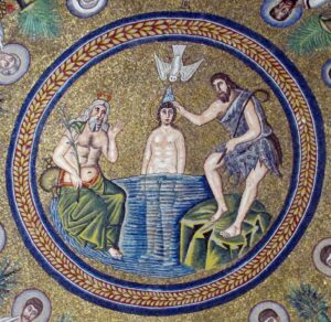 Centre piece in the dome of the Arian Baptistry in Ravenna, Italy