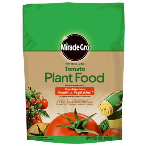 Miracle-Gro 1000441 Water Soluble Tomato, 3-Pound Plant Food, 3 lb, Green