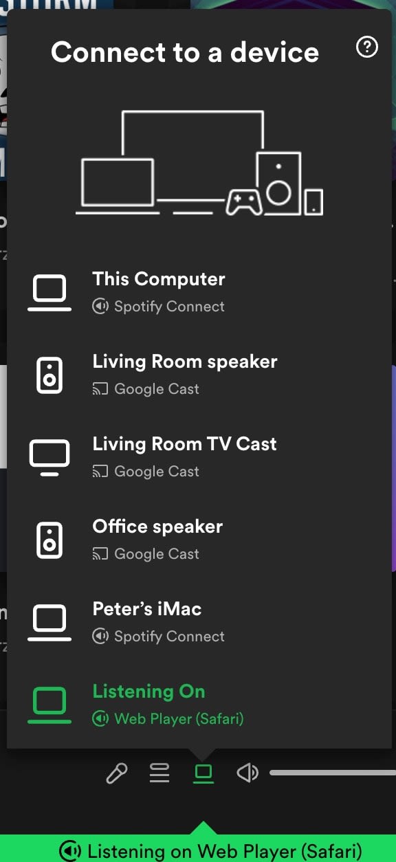 Select Listening On "Web Player (Safari)" on Spotify App