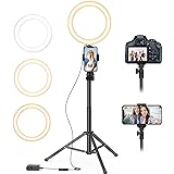 Selfie Ring Light with Tripod Stand and Phone Holder LED Circle Lights Halo Lighting for Make Up Live Steaming Photo Photogra