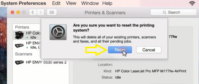 Reset the printing system - How to Change Canon Printer From Offline to Online