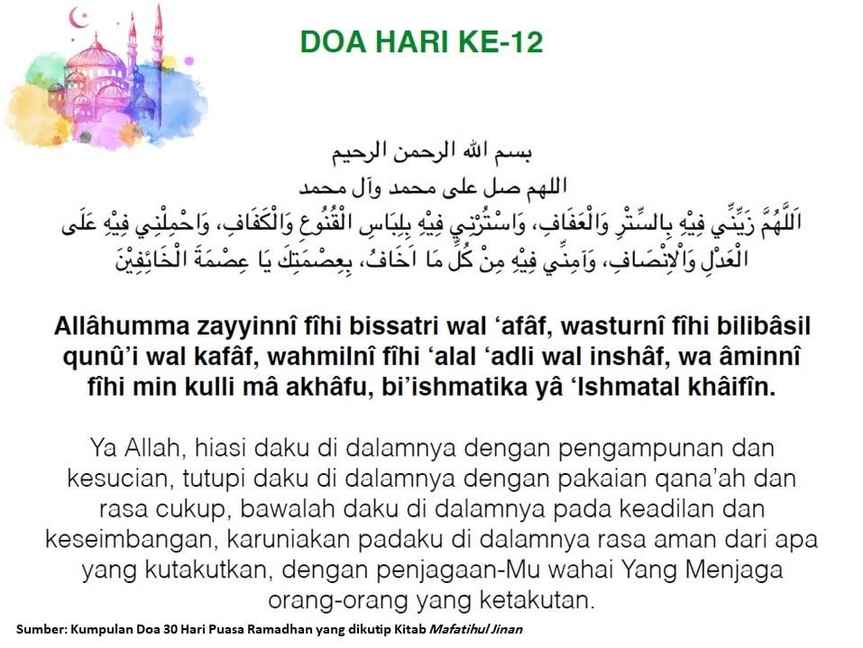 Doa puasa ramadhan hari ke 12 dua belas
