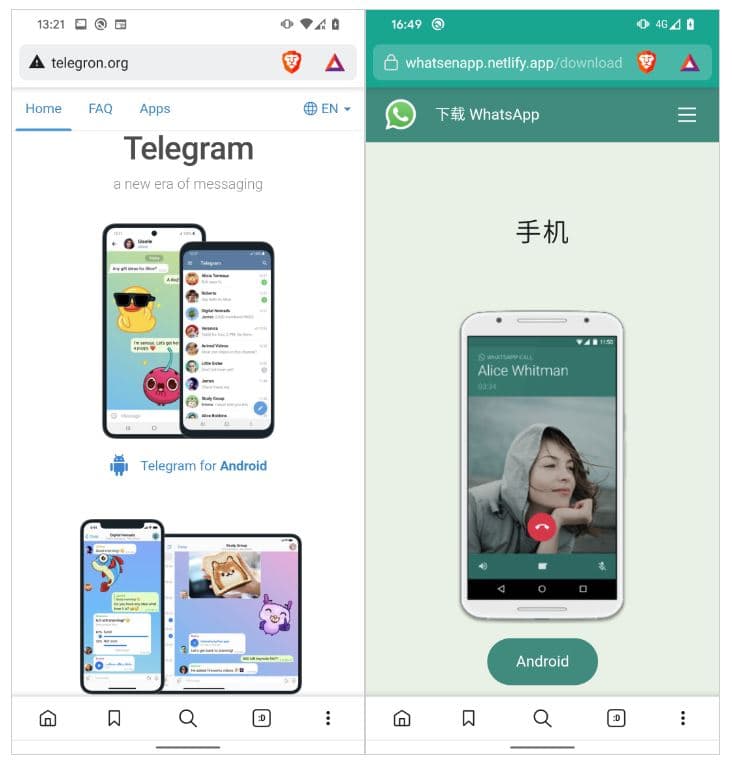 Fake Telegram and WhatsApp clones aim at crypto on Android and Windows