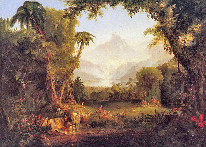 Thomas Cole - The Garden of Eden (the summit of Purgatorio), Hudson River, New York, 1828.