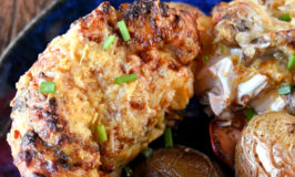 Air Fryer Lobster Thermidor has a cheesy lobster sauce on top of sweet and delicious lobster tails. This thermidor sauce has claw meat in it so there’s double the amount of lobster. #lobsteranywhere #mainelobster #lobsterlover #seafoodie #seafoodlover #lobsters