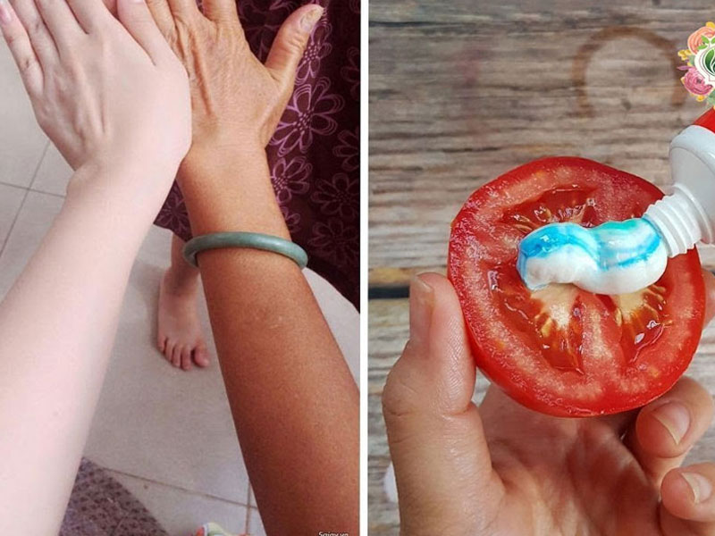 Cách làm trắng da bằng kem đánh răng kết hợp với cà chua sẽ giúp se khít lỗ chân lông, cho da săn chắc hơn