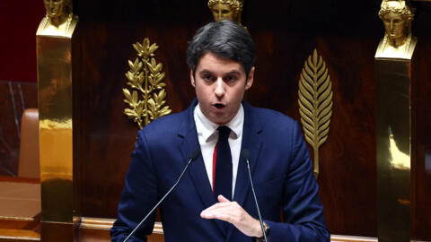 French Prime Minister Gabriel Attal delivers his general policy speech to the National Assembly on January 30, 2024.