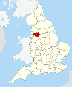 Location of Greater Manchester within England